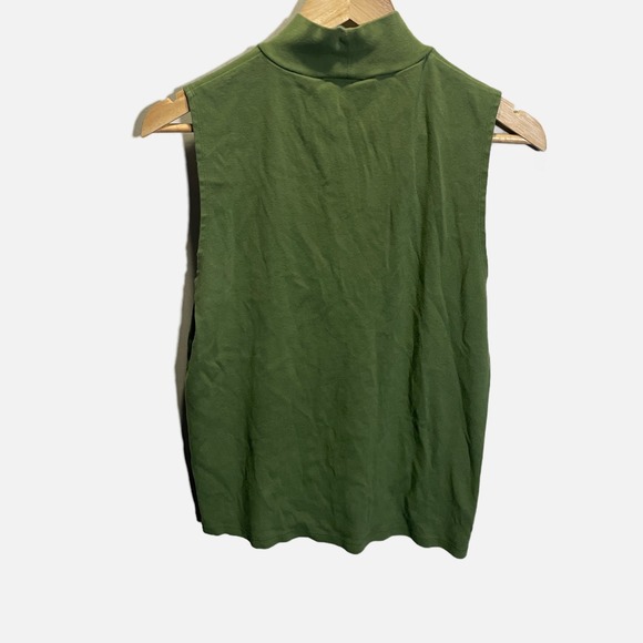 J.Crew Womens Mock Neck Sleeveless Top Olive Green Cotton XL - Picture 5 of 5